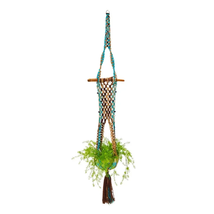 Blue & Brown Hanging Planter Macrame (A+D)