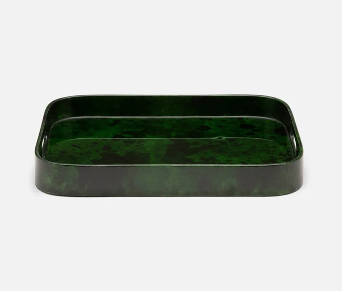Blue Pheasant Nelson Vellum Leather Emerald Gloss Tray