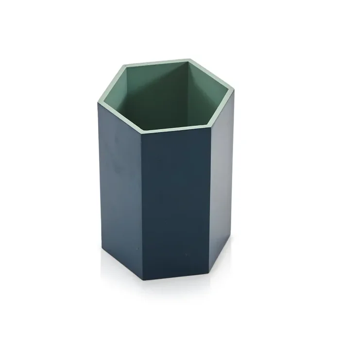 Blue Short Hexagonal Vase (A+D) Online Sale