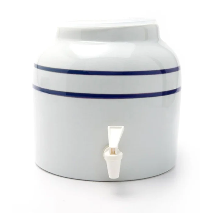Blue Stripe Ceramic Crock