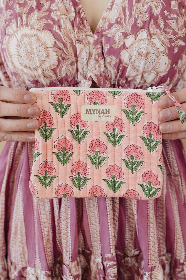 Blush Marigold quilted coin pouch