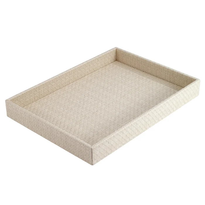 Bodrum Wicker Cream Rectangle Tray