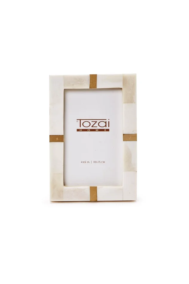 BONE AND BRASS PHOTO FRAME. 4X6