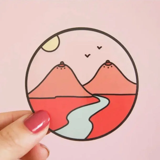 Boob Mountains – Feminist Landscape Vinyl Sticker