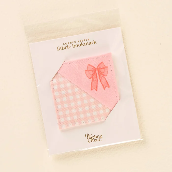 Bow Peach Corner Keeper Fabric Bookmark