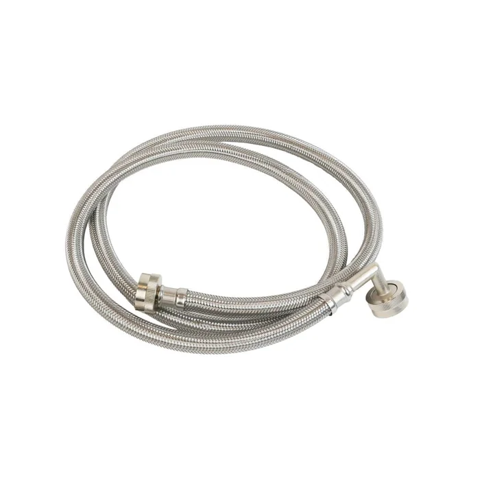 Braided 304 SS Wash Machine Hose ¾ FHT x ¾ FHT 90° End 60″ Length