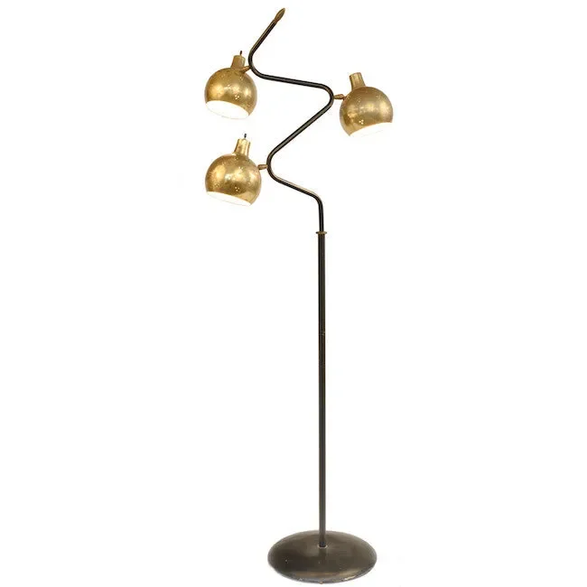 Brass Globe Floor Lamp on Wavy Metal Stand Discount