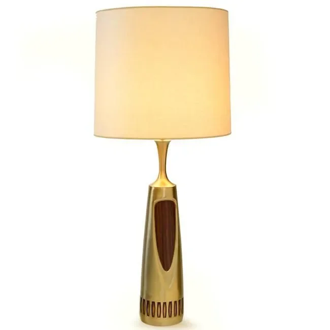 Brass with Wood Accents Table Lamp