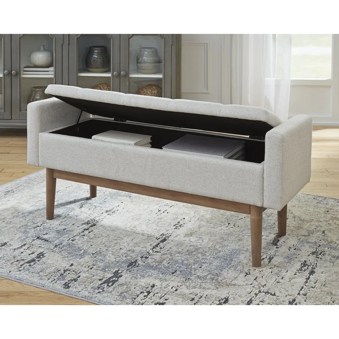 Briarson Contemporary Beige/Brown Storage Bench – 50″W x 18″D x 18″H