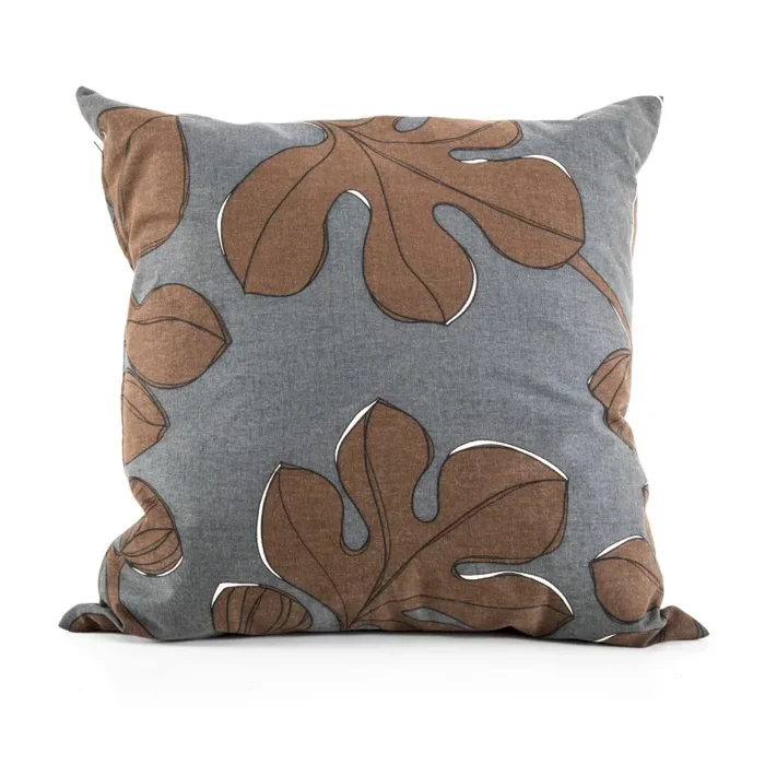 Brown & Grey Leaf Velvet Pillow Supply