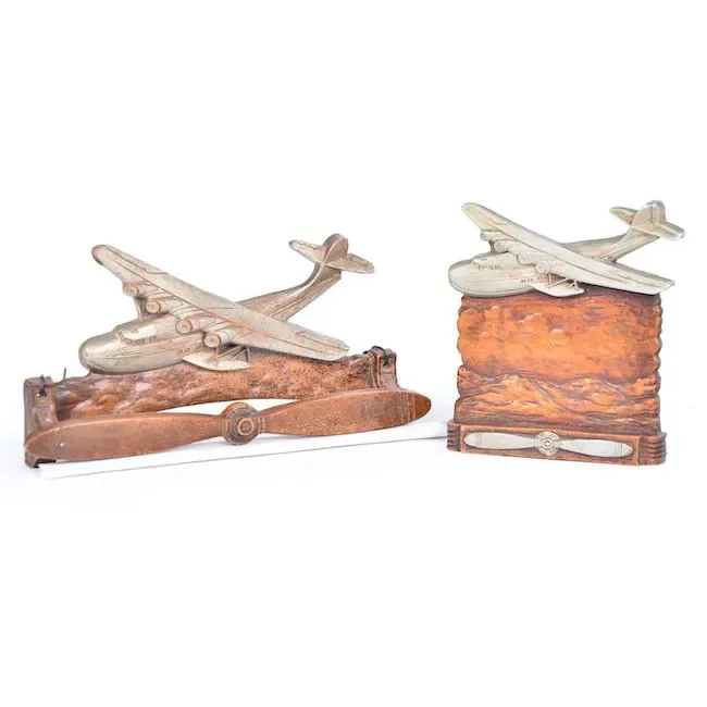 Brown Wood and Metal Airplane Plaque (A+D) Supply