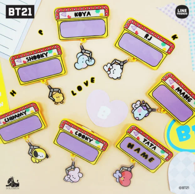 BTS x BT21 – Minini Acrylic Pin Badge Square