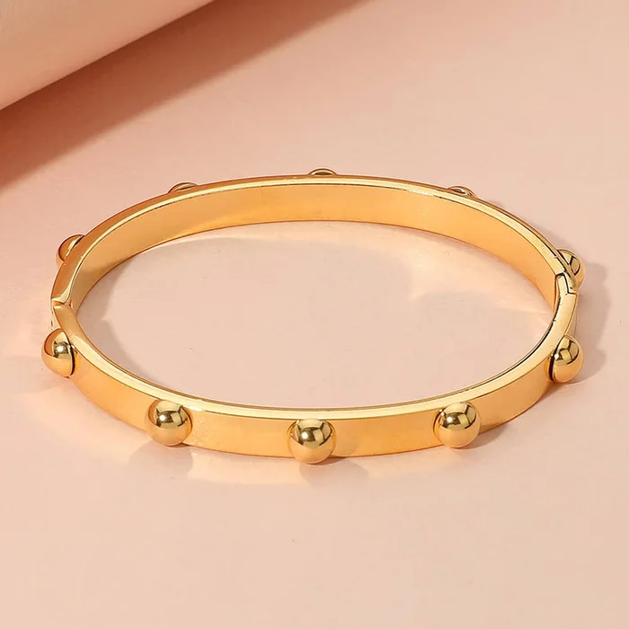 Bubble Hinged Bangle Bracelet: Yellow Gold