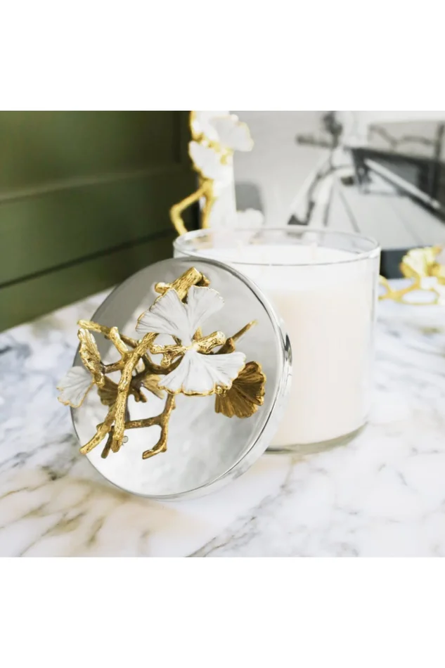 Butterfly Ginkgo Gold Candle