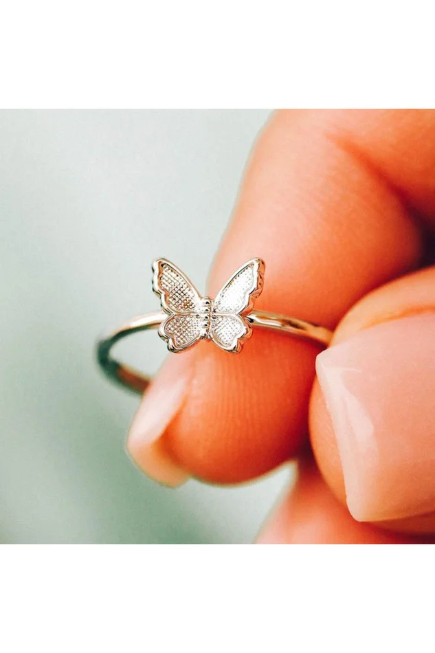 Butterfly In Flight Ring-Rose Gold