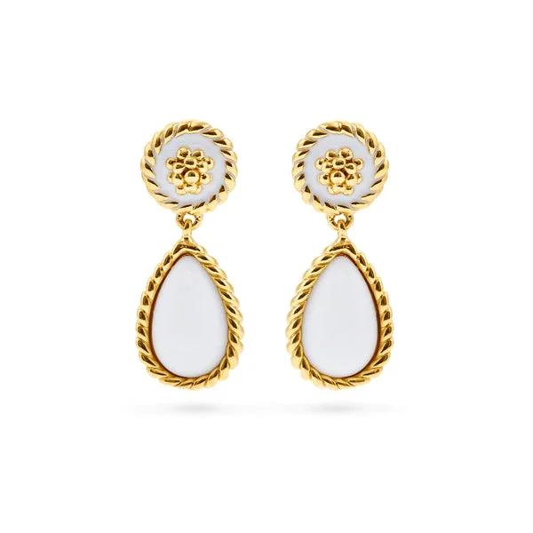Capucine De Wulf Berry Petal Enamel Drop Earrings In White