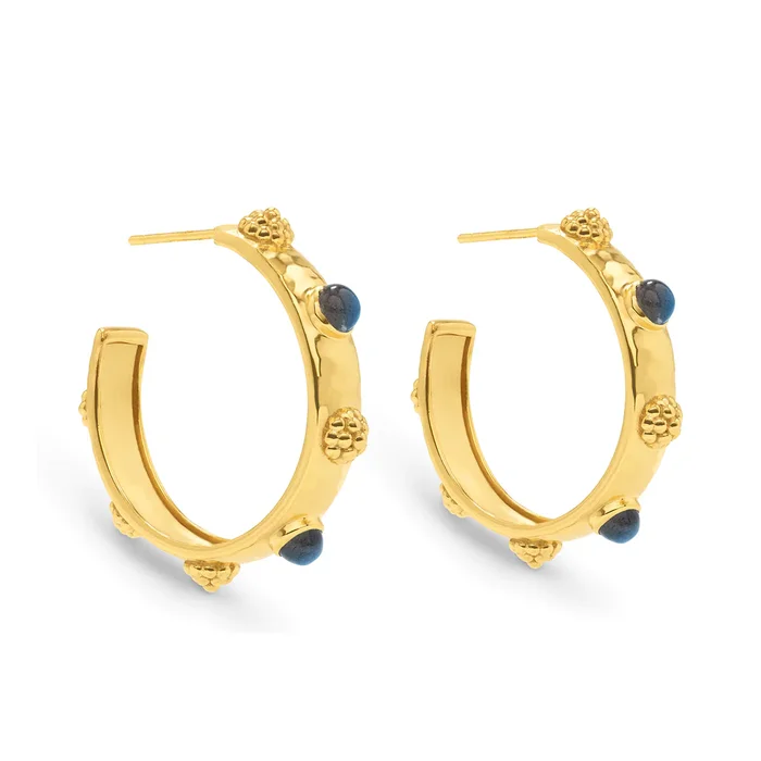 Capucine De Wulf Cleopatra Hoop Earrings In Hammered Gold With Blue Labradorite