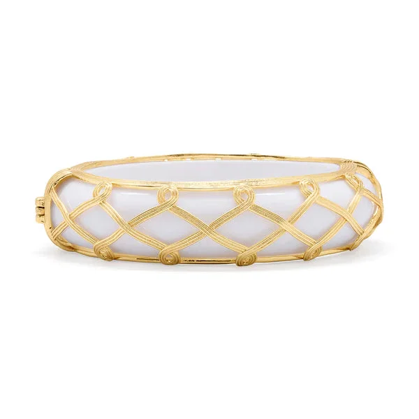 Capucine De Wulf Earth Goddess Hinged Bangle In Resin White
