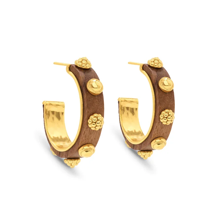Capucine De Wulf Gaia Hoop Earrings In Hammered Gold & Teak