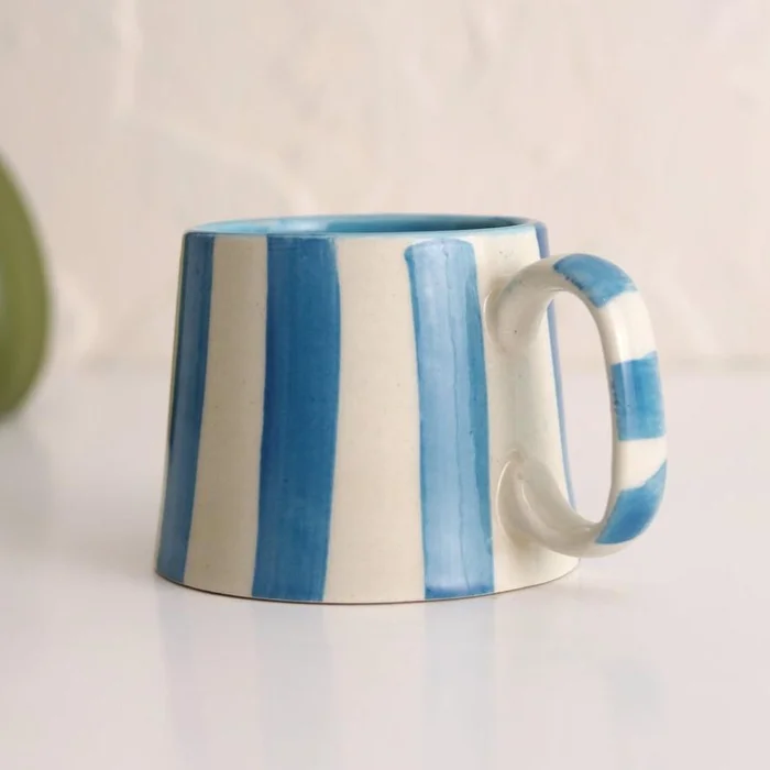 Ceramic Blue Stripe Coffee Mug
