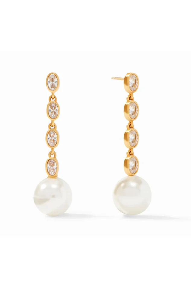 Charlotte Pearl Statement Earring Gold Zirconia and Pearl