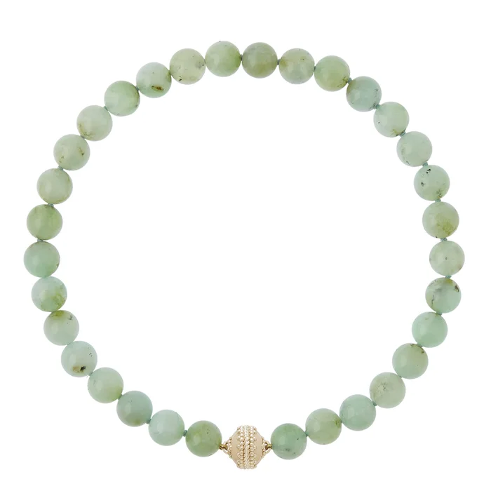 Clara Williams Victoire Chrysoprase 12Mm Necklace, 16.5″, Gold Clasp