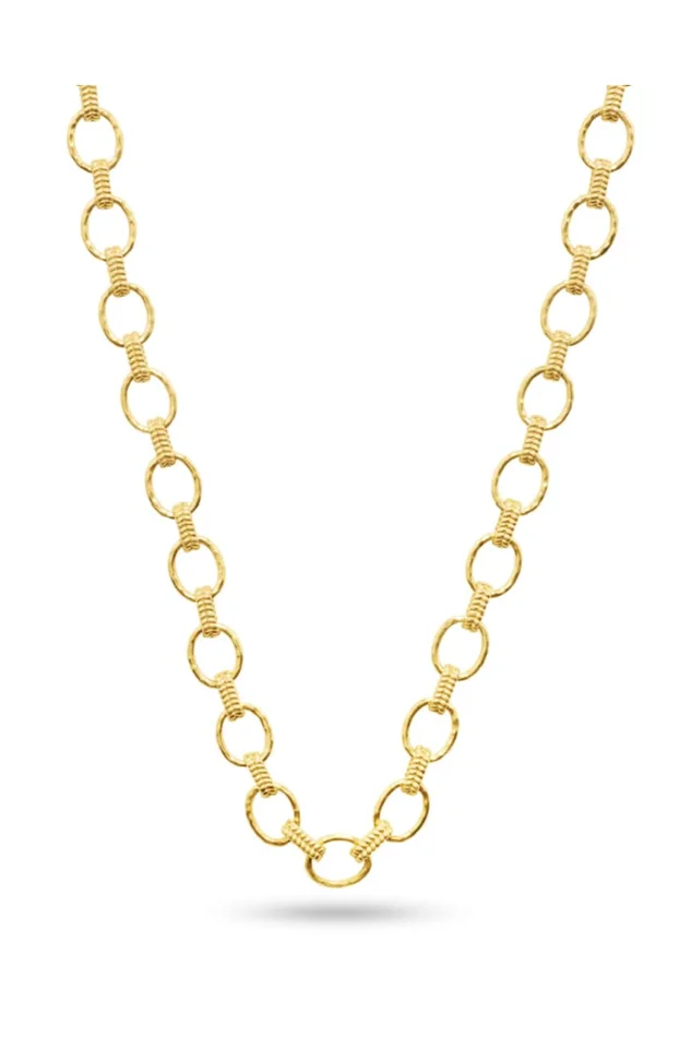 Cleopatra Small Link Necklace, 16″+2″ – Gold