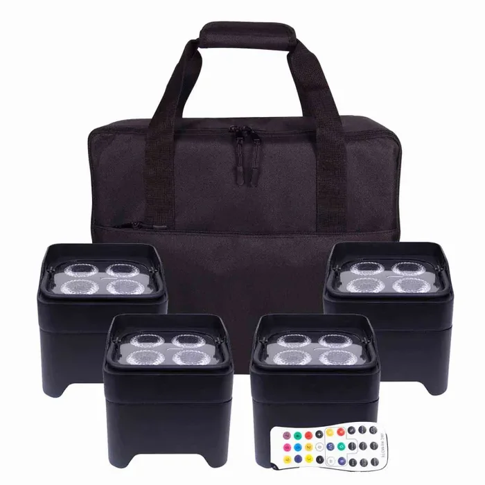 Colorkey DJ Package with 4 CKW-6024 MobilePar Mini Hex Uplight and Case