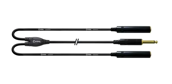 Cordial CFY0.3PGG, 1/4″ TS Male to 2x Female Y-Adapter Cable – 0.3 Meter Online Hot Sale