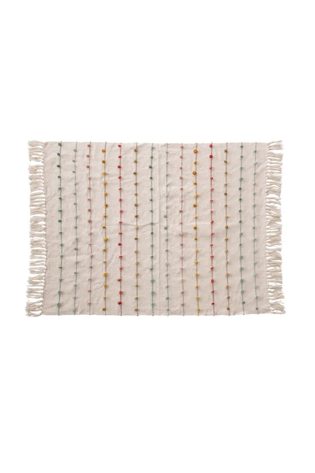 Cotton Knit Baby Blanket w/ Tassels