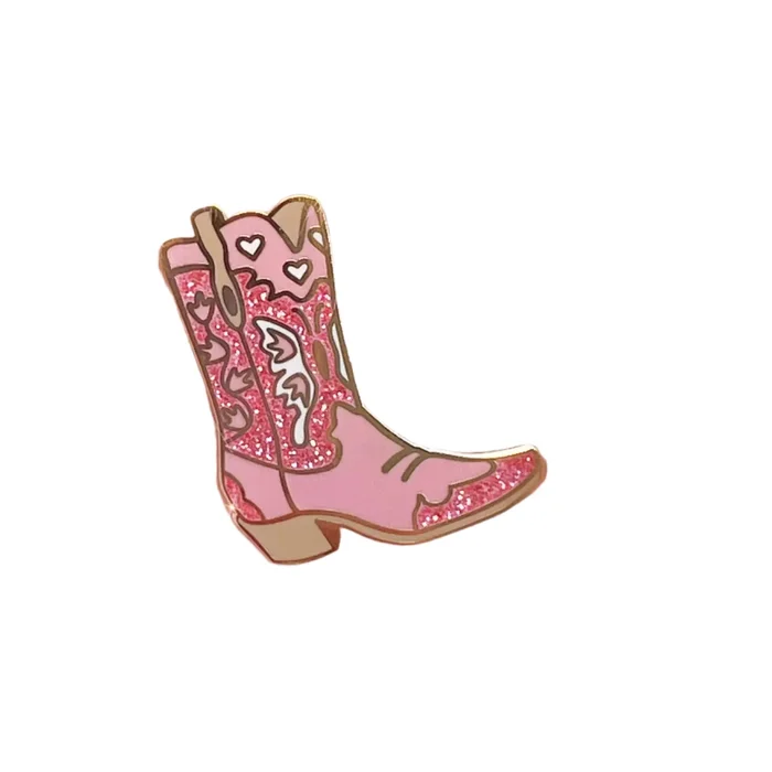 Cowgirl Boot Enamel Pin, Pink