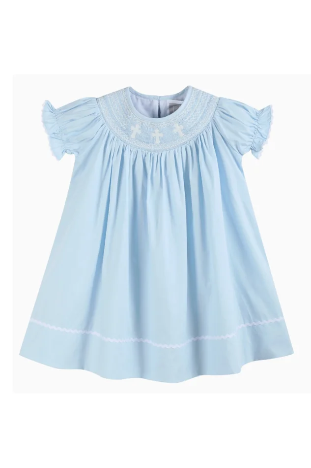 CROSS SMOCKED BISHOP DRESS