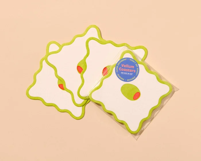 Crudite Vellum Coasters – Olive (Set of 4)