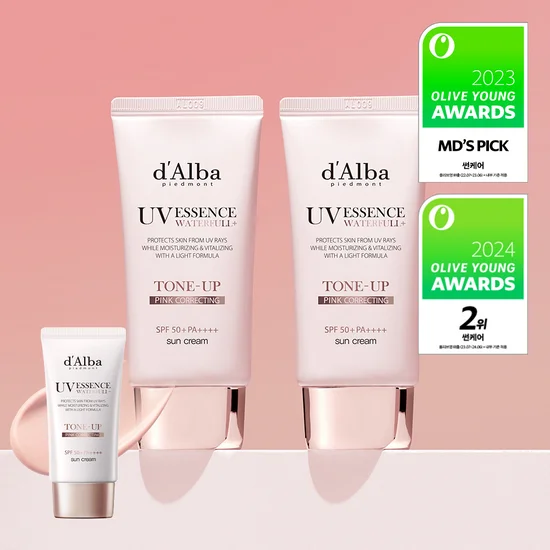 d’Alba UV ESSENCE TONE-UP PINK CORRECTING SUNCREAM 50ml 1+1