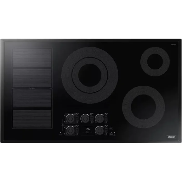 Dacor Transitional DTI36P876BB 36 Inch Induction Smart Cooktop with 5 Element Burners, Ceramic Glass Surface, Flex Zone™, Residual Heat Indicator, Auto Pan Detection, Touch Control, Kitchen Timer, Simmer/Melt, Child Safety Lock, and 13 + 2 Power Boost