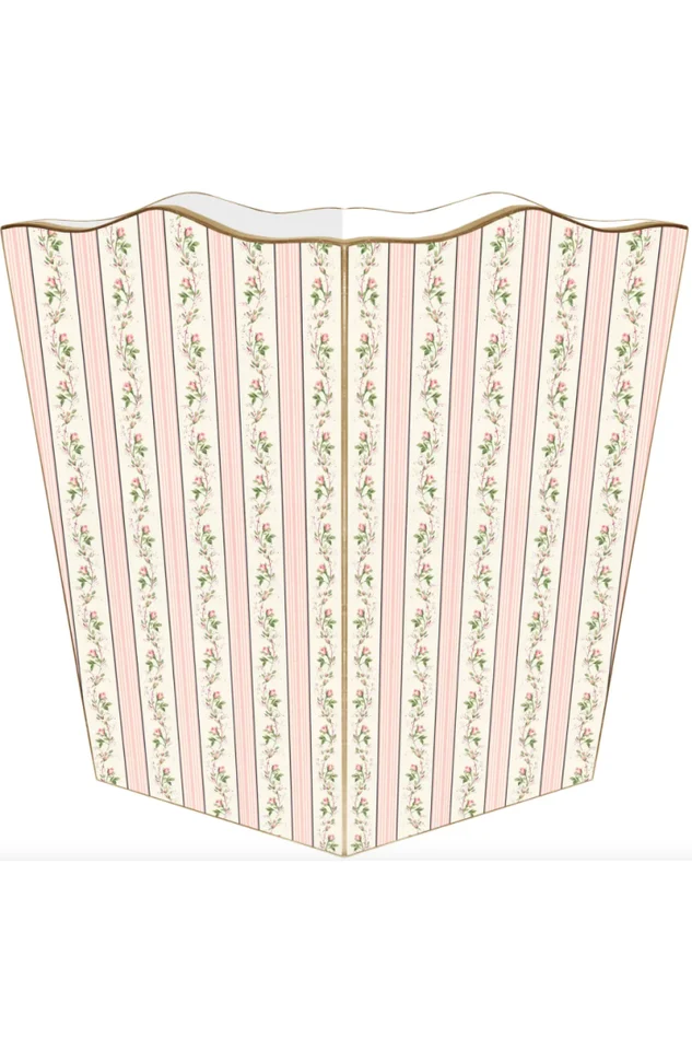 DAINTY ROSE STRIPE WASTEPAPER BASKET