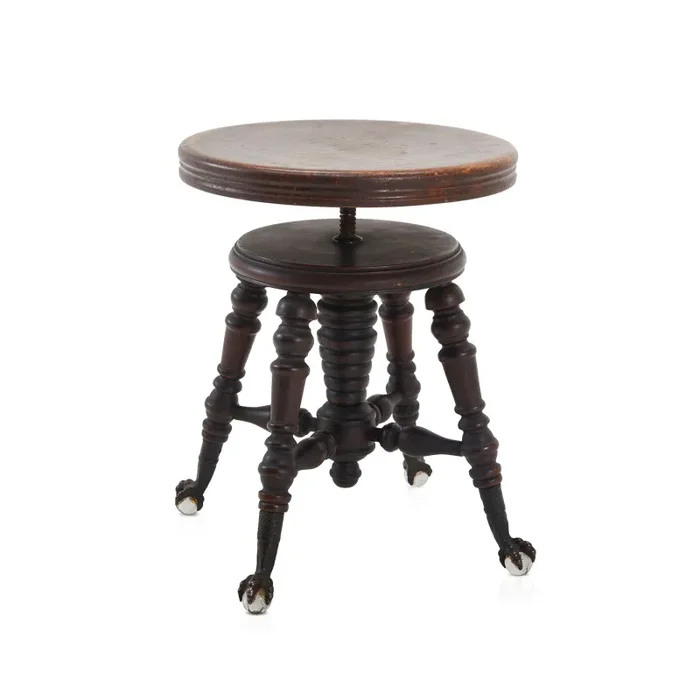 Dark Wood Antique Stool with Clawfeet Sale