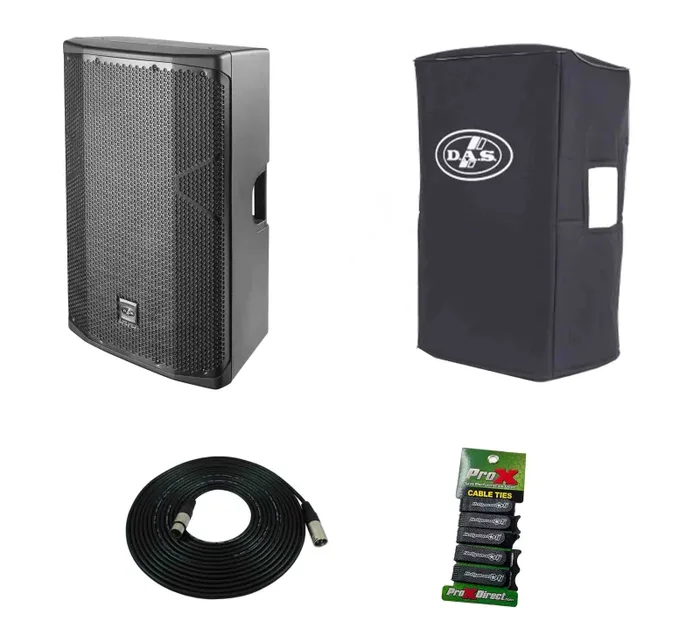 DAS Audio 415ACVRALTEA15 Powered Speaker DJ Package with Cover Supply