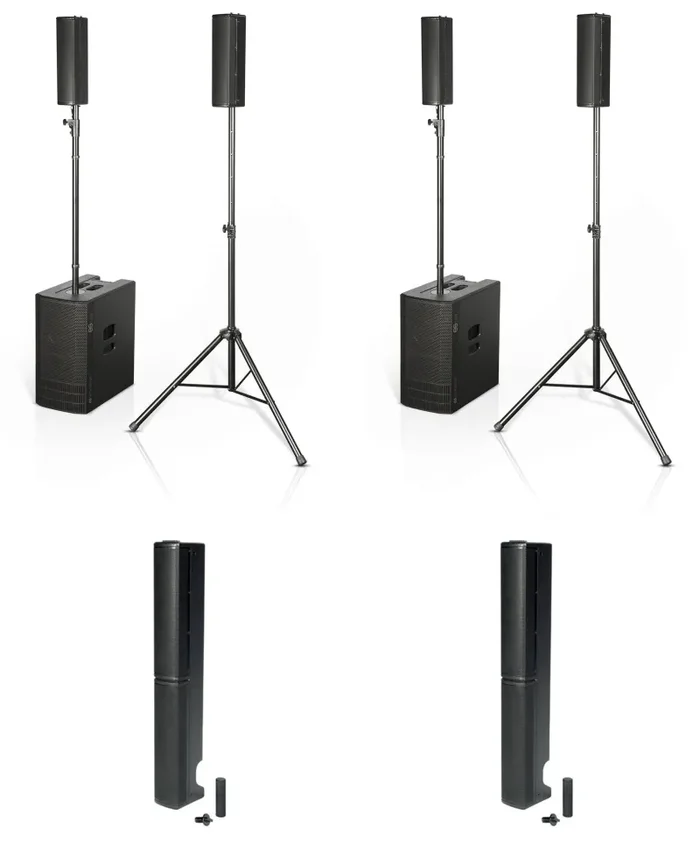 dB Technologies ES1203DP Portable Stereo Sound System DJ Package with Design Pole – Black