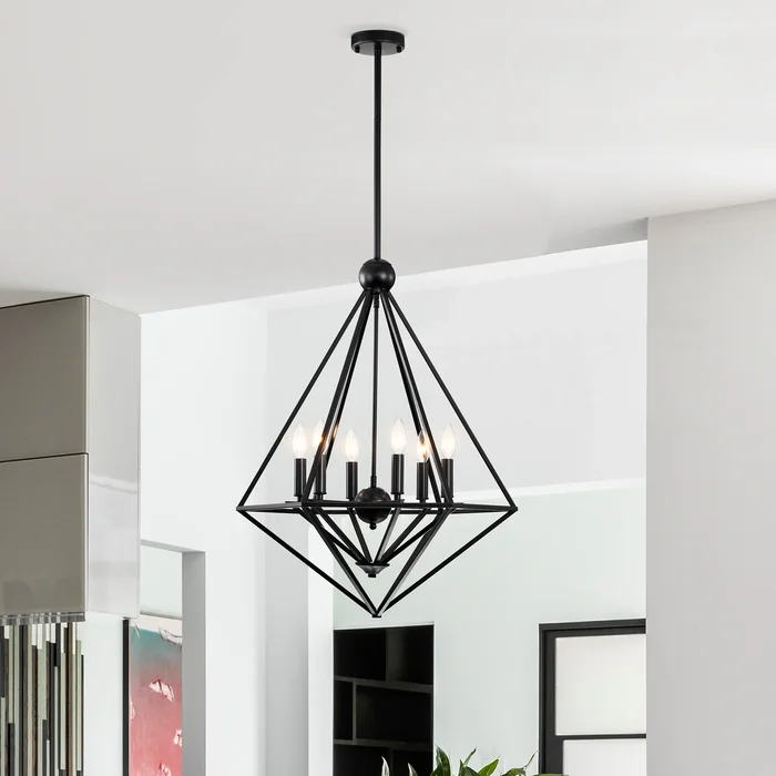 Desera 6-Light Matte Black Geometric Chandelier