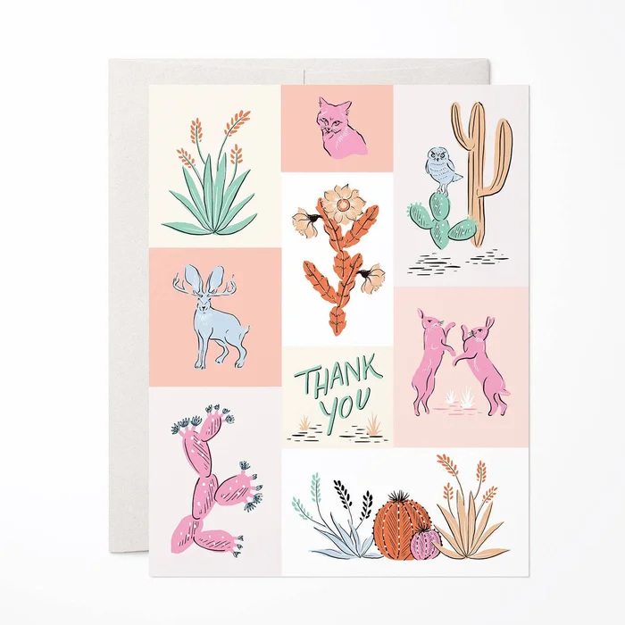 Desert Critters Thank You A2 Greeting Card: A2 Single Card