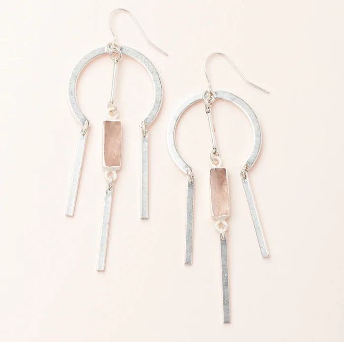 Dream Catcher Stone Earring – Rose Quartz/Silver