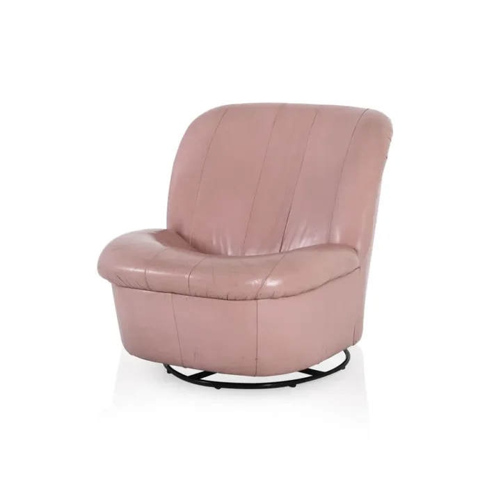 Dusty Pink Leather Lounge Chair
