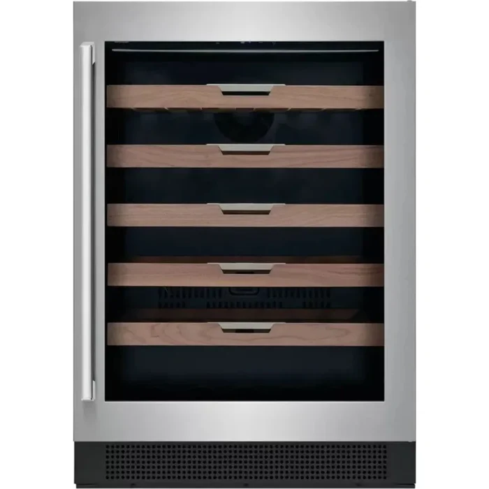 Electrolux EI24WC15VS 24 Inch Undercounter Wine Cooler with 41 Bottle Capacity, Reversible UV-Filtered Glass Door, Integrated Touch Controls, Luxury Glide Shelves, Door & Temperature Alarm, and Sabbath Mode