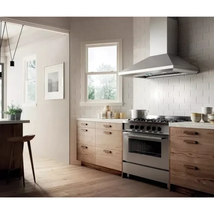 Elica Professional Leone Series ELN142S2 Wall Mount Range Hood with 4-Speed, Fully Retractable Rotating Knobs, LED Lighting, and Dishwasher-Safe Baffle Filters: 42 Inch – 1200 CFM Blower - Image 3