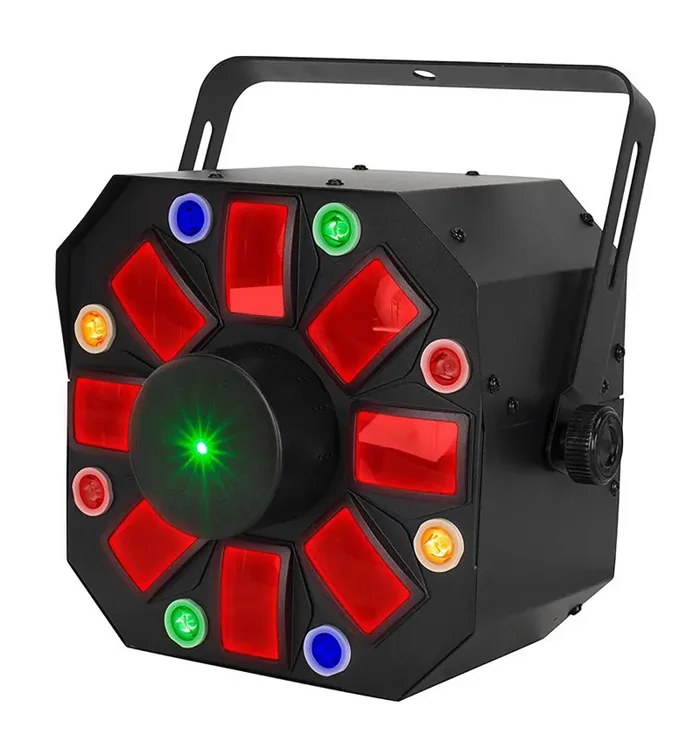 Eliminator Lighting Furious Three RG, 3-FX-IN-1 Moonflower, Wash, and Laser Light Effect Fixture