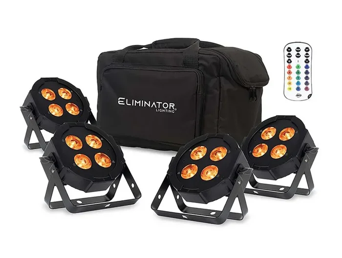 Eliminator Lighting Mega Flat Hex L PAK4, Wash Light Fixture Kit (4-Pack) – RGBLA+UV LEDs