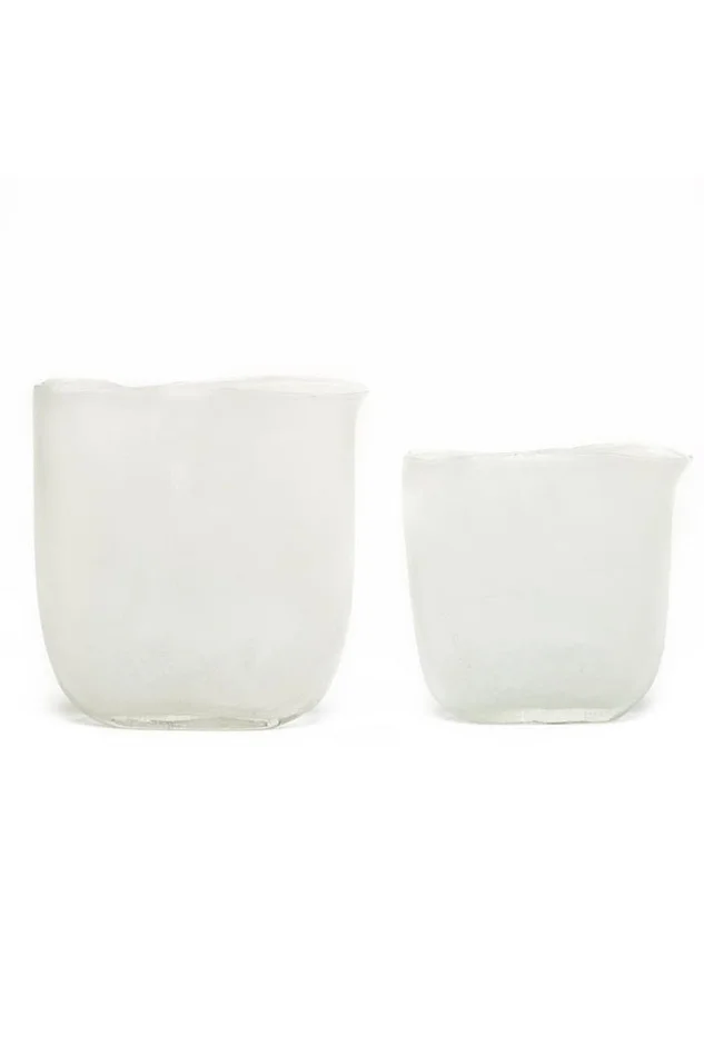 Ellipse White Frosted Vase-S