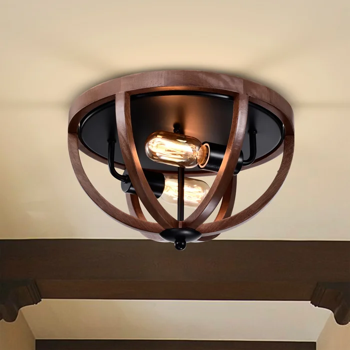 Fanalla 13 Inch Industrial Style Flush Mount Ceiling 2-Lighted