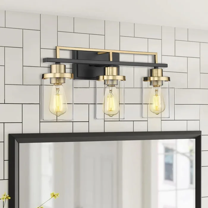 Farmhouse 3-Light Bathroom Vanity Light with Clear Glass